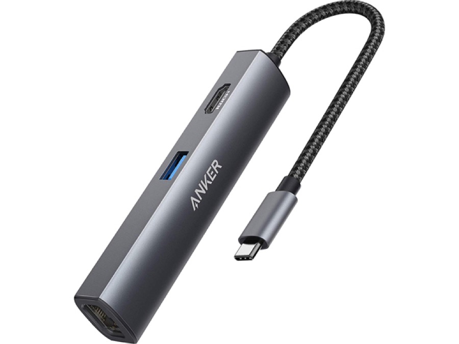 Anker PowerExpand+ USB-C Hub Adapter, 5-in-1 USB C Adapter with 4K USB C to HDMI, Ethernet Port, 3 USB 3.0 Ports, for MacBook Pro, iPad Pro, XPS, Pixelbook, and More